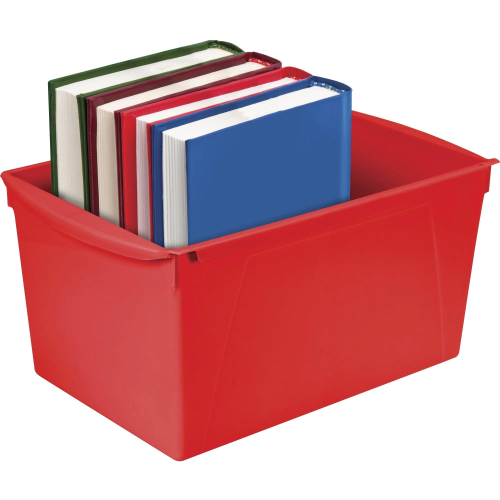 Storex Double XL Wide Book Bins, Medium Size, 7in x 9 13/16in x 14 1/2in, Assorted Color, Carton Of 6