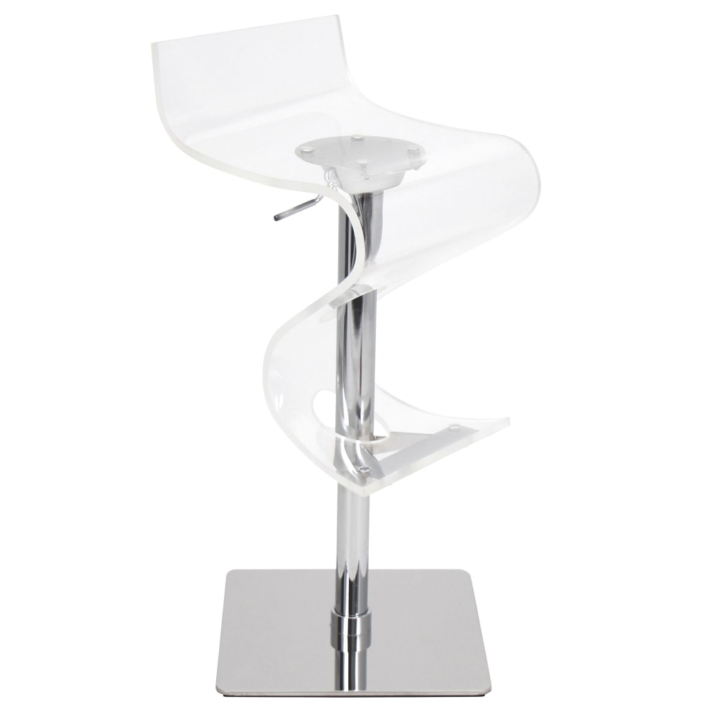 LumiSource Viva Contemporary Adjustable Barstool, Clear/Chrome