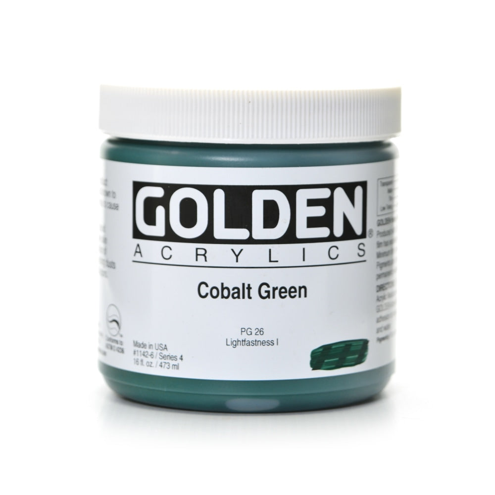 Golden Heavy Body Acrylic Paint, 16 Oz, Cobalt Green