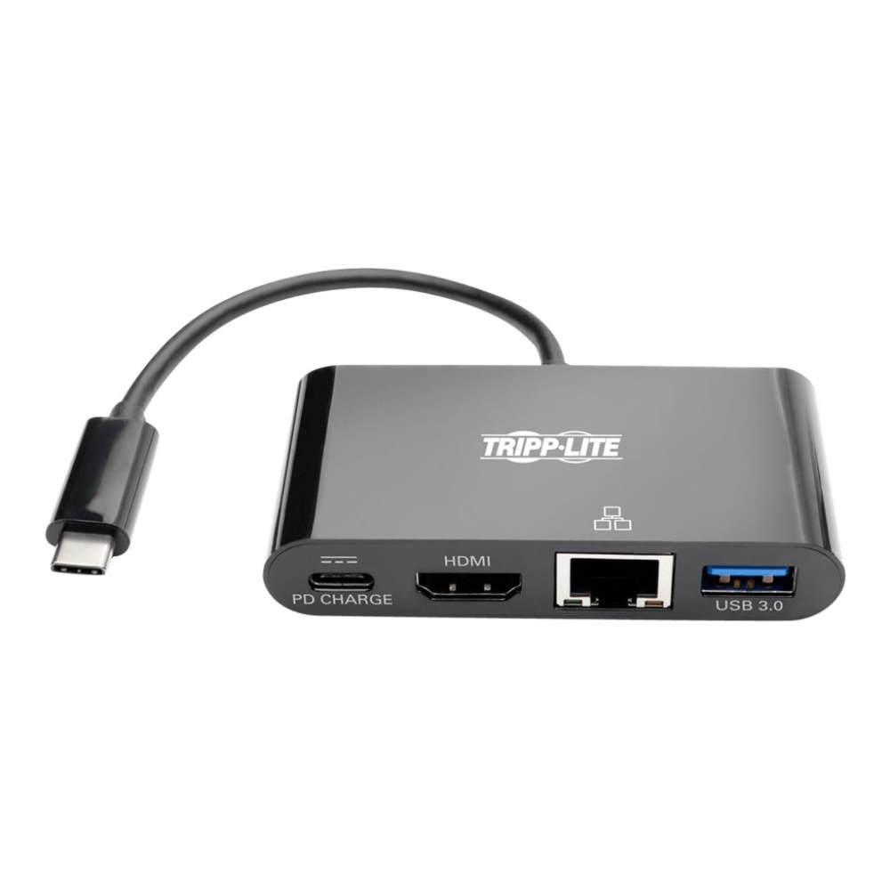 Tripp Lite USB C to HDMI Multiport Adapter Docking Station 4K USB Type C to HDMI Black, USB-C, USB Type-C, USB Type C - for Notebook/Tablet PC/Desktop PC/Smartphone - 60 W - USB Type C - 2 x USB Ports - 1 x USB 3.0 - Network (RJ-45) - HDMI - Thunderbolt