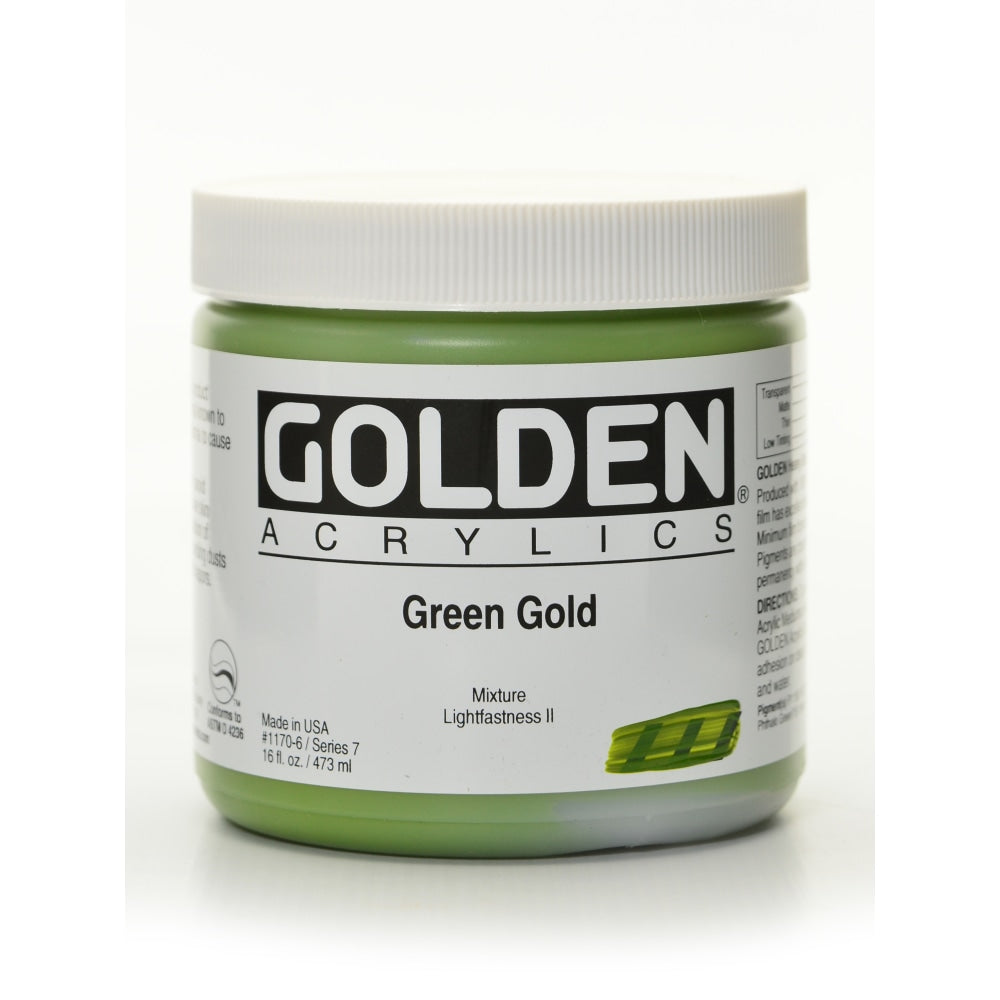 Golden Heavy Body Acrylic Paint, 16 Oz, Green Gold