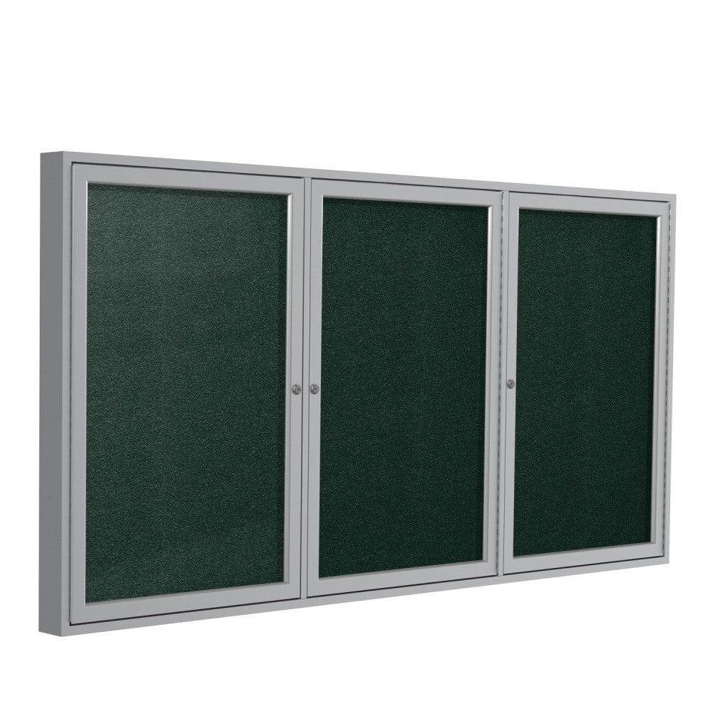 Ghent Traditional Enclosed 2-Door Vinyl Bulletin Board, 48in x 60in, Ebony, Satin Aluminum Frame