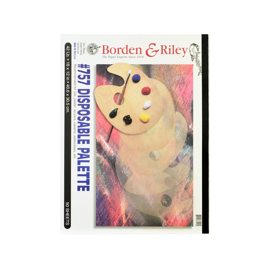 Borden & Riley #757 Disposable Palette Pads, 12in x 16in, 50 Sheets Per Pad, Pack Of 2 Pads