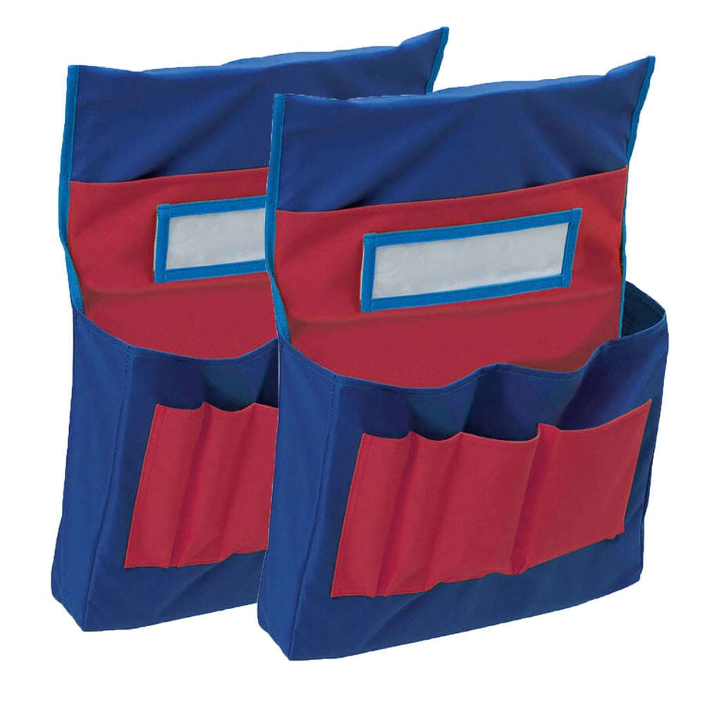 Pacon Chair Storage Canvas Pocket Charts, 18-1/2inH x 14-1/2inW x 2-1/2inD, Blue/Red, Pack Of 2 Charts