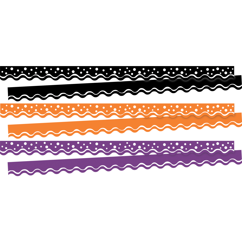 Barker Creek Double-Sided Scalloped Borders, 2-1/4in x 36in, Halloween, 13 Strips Per Pack, Set Of 3 Packs