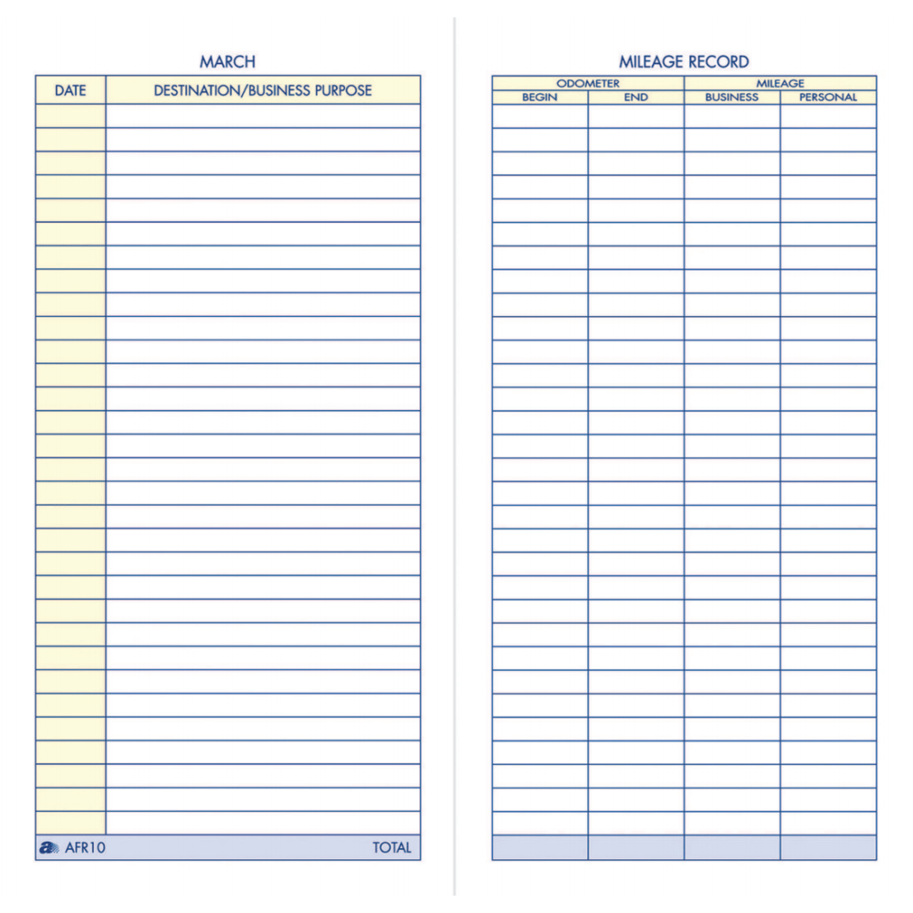 Adams Vehicle Mileage Book, 3 1/4in x 6 1/4in