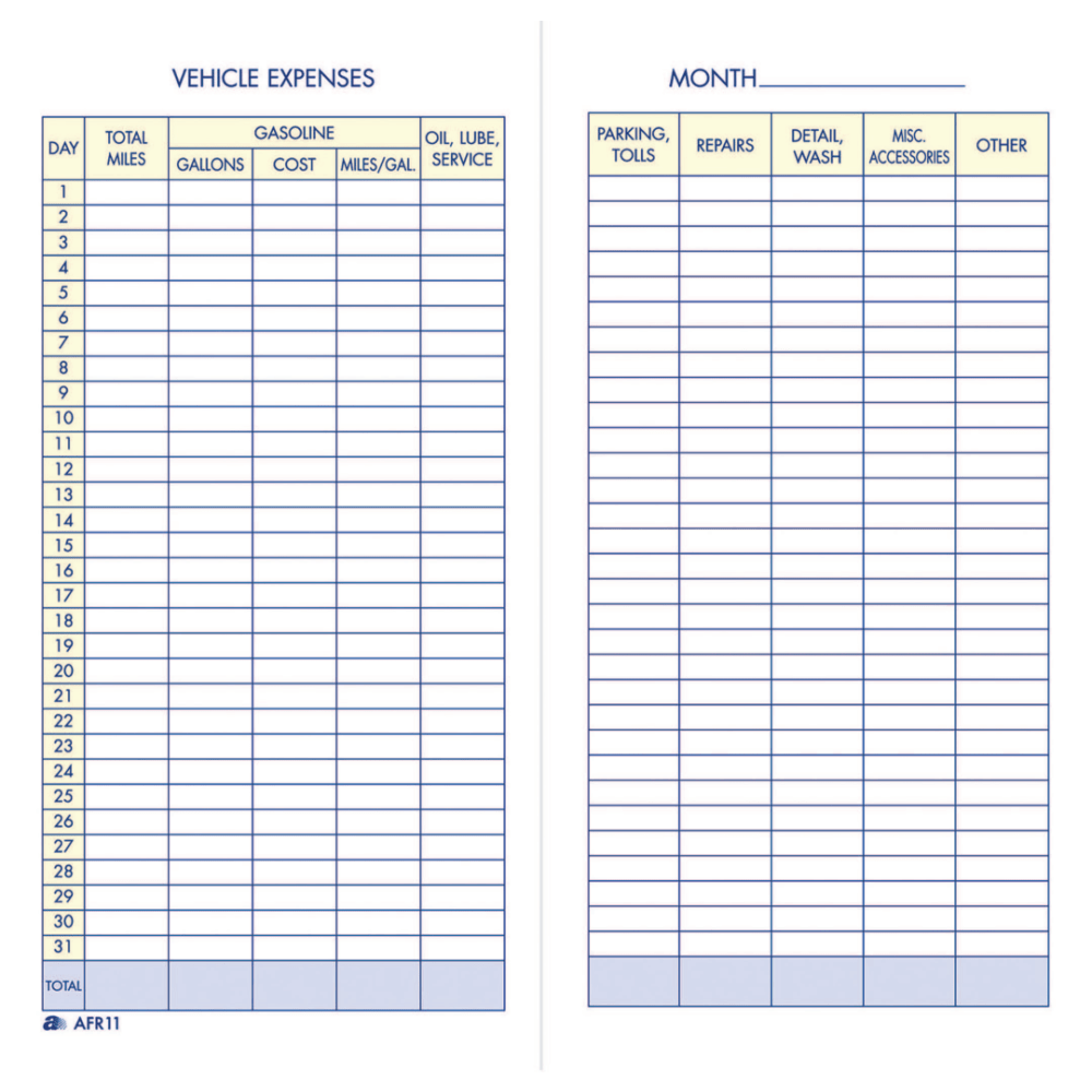 Adams Vehicle Expense Book