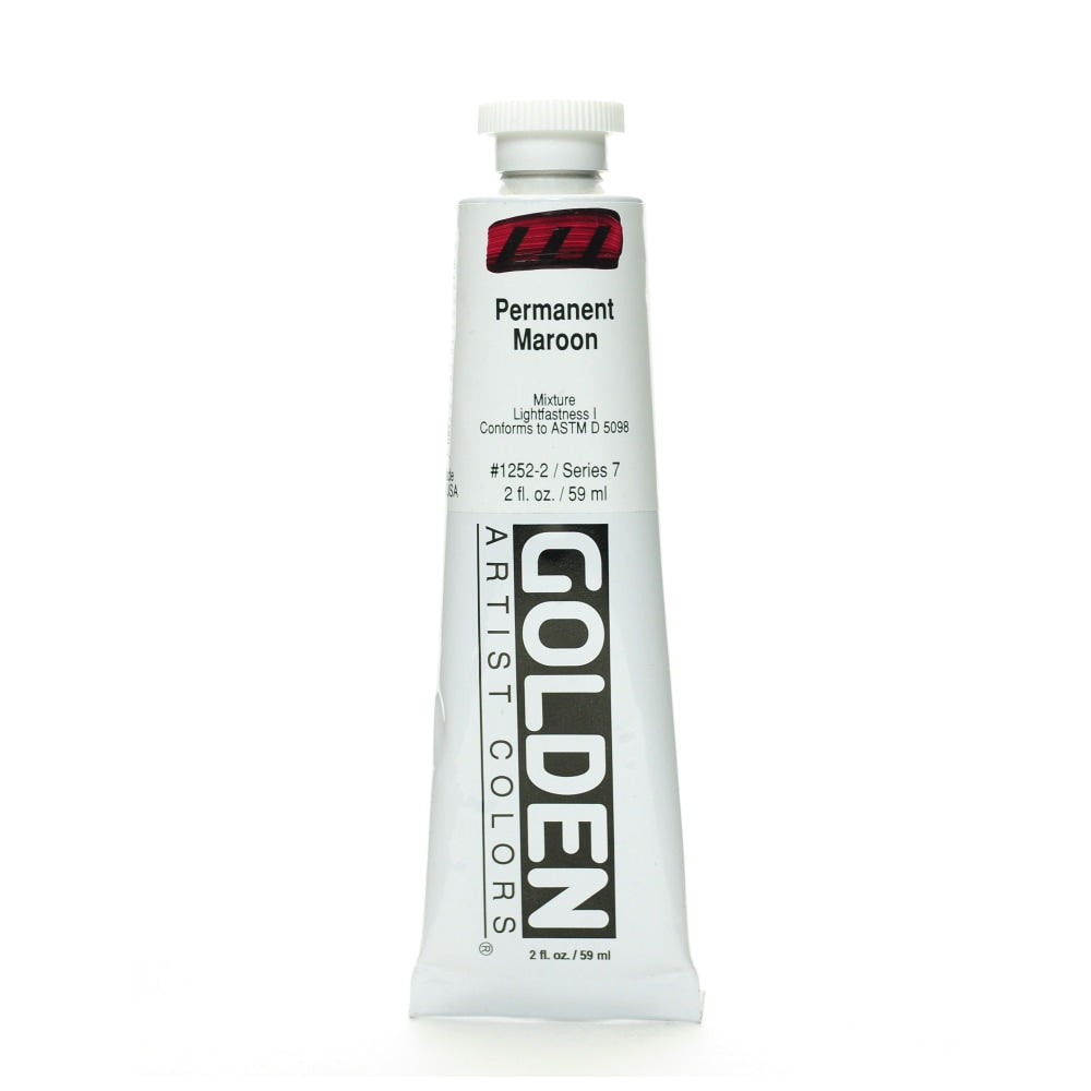 Golden Heavy Body Acrylic Paint, 2 Oz, Permanent Maroon