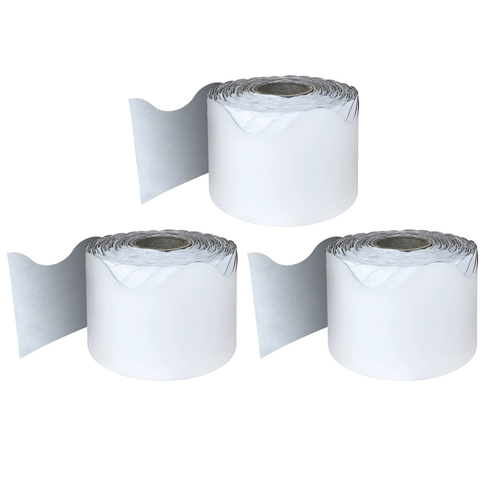 Carson Dellosa Education Rolled Scalloped Borders, White, 65ft Per Roll, Pack Of 3 Rolls