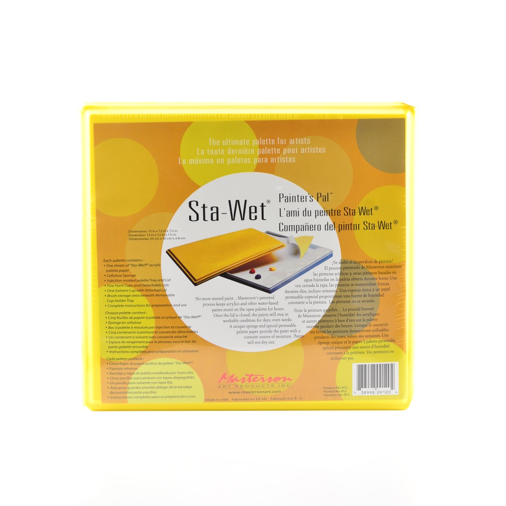 Masterson Sta-Wet Painters Pal Watercolor Palette, Reusable, 13in x 12in x 1 1/2in, White