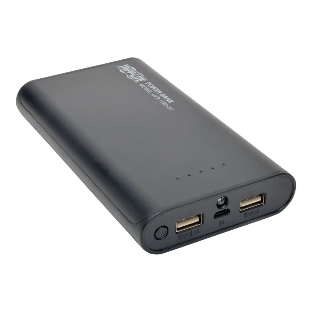 Tripp Lite Portable 2-Port USB Battery Charger Mobile Power Bank 12k mAh - Power bank - 12000 mAh - 3 A - 2 output connectors (USB) - on cable: Micro-USB - black