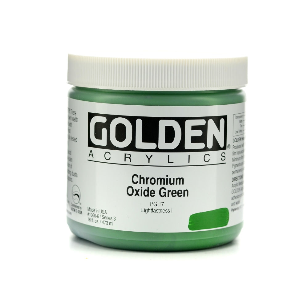 Golden Heavy Body Acrylic Paint, 16 Oz, Chromium Oxide Green