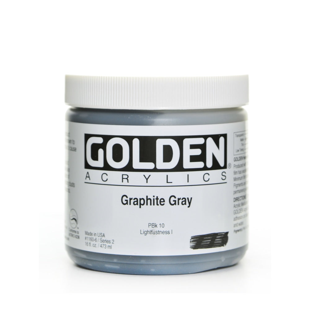 Golden Heavy Body Acrylic Paint, 16 Oz, Graphite Gray