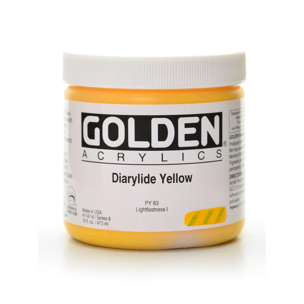 Golden Heavy Body Acrylic Paint, 16 Oz, Diarylide Yellow