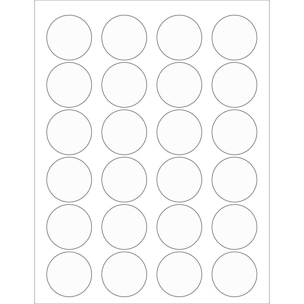 Tape Logic Round Labels For Laser Printers, LL231CL, 1 5/8in, Clear, 24 Labels Per Sheet, Case Of 100 Sheets