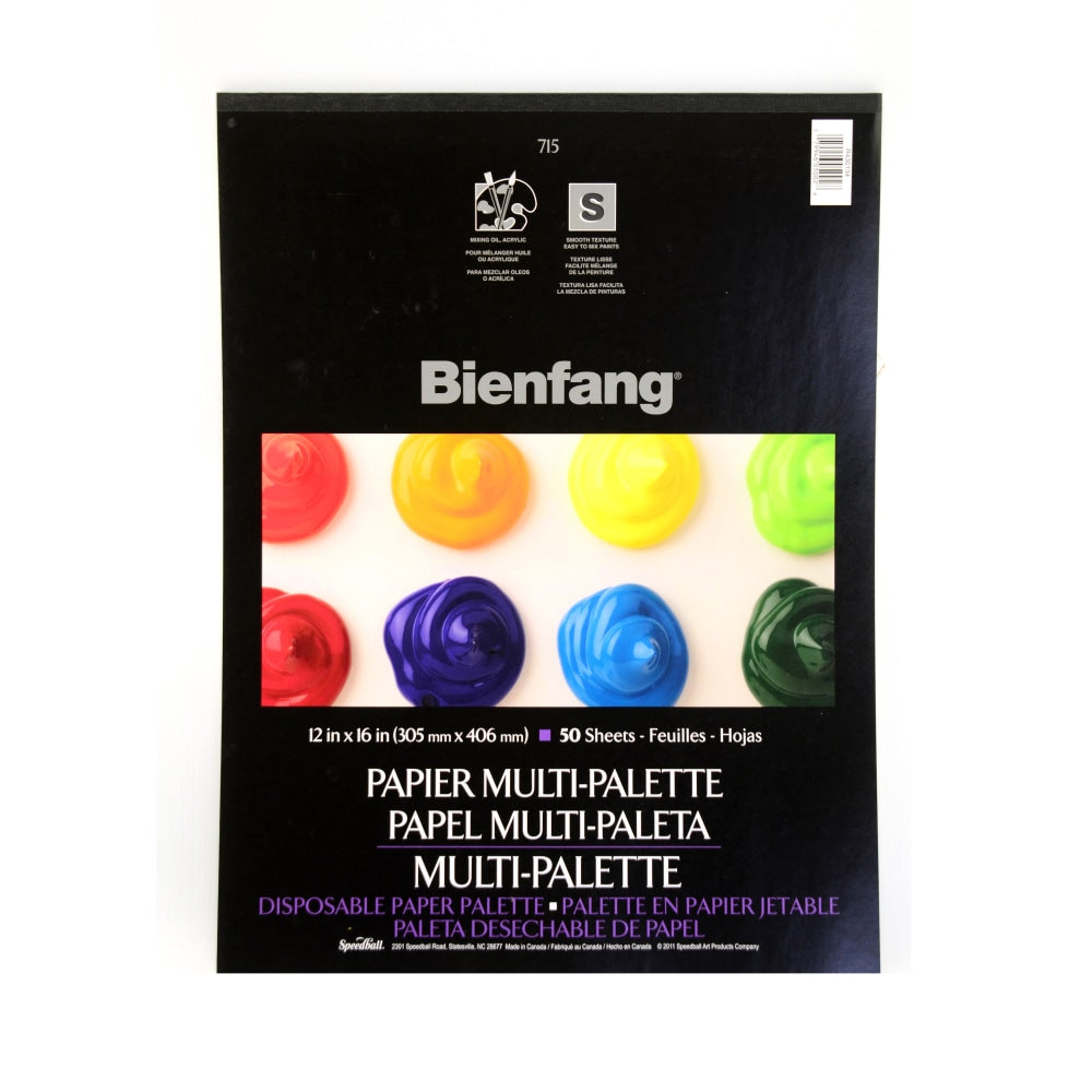 Bienfang Multi-Palette Disposable Paper Palettes, 12in x 16in, 50 Sheets Per Pad, Pack Of 2 Pads