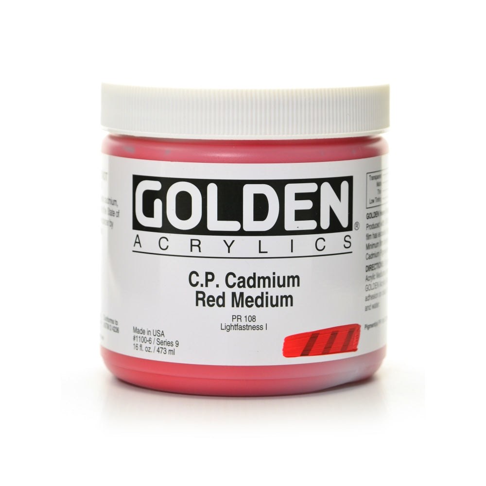 Golden Heavy Body Acrylic Paint, 16 Oz, Cadmium Red Medium (CP)