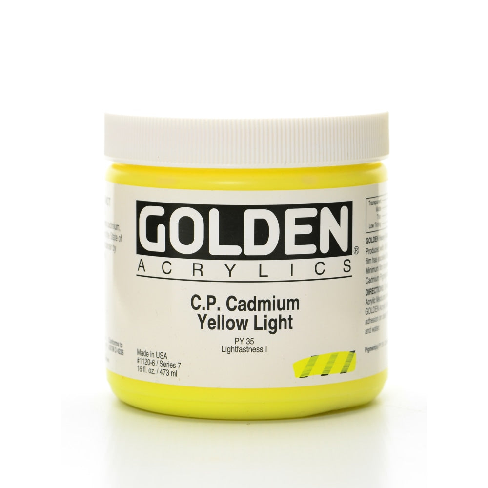 Golden Heavy Body Acrylic Paint, 16 Oz, Cadmium Yellow Light (CP)