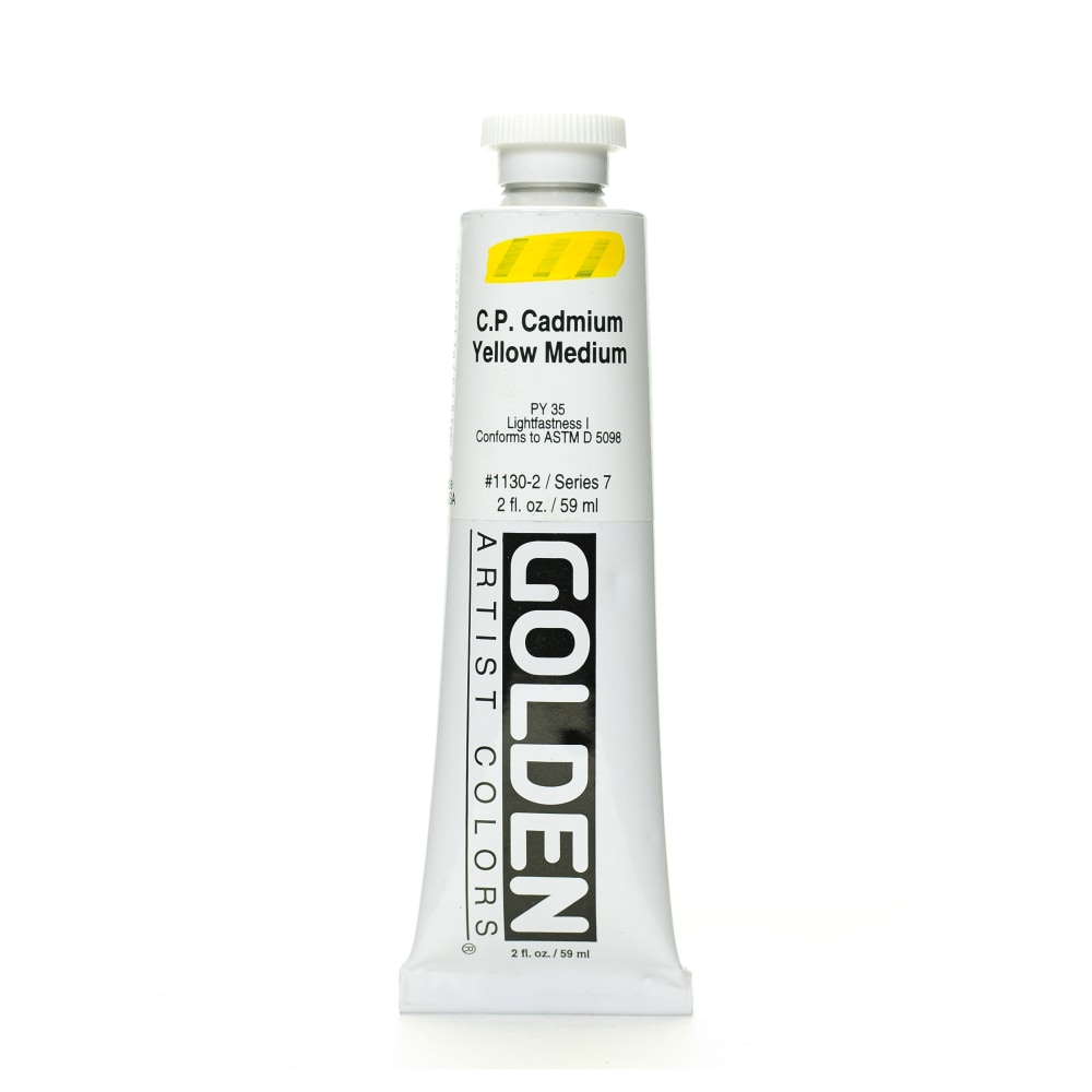 Golden Heavy Body Acrylic Paint, 2 Oz, Cadmium Yellow Medium (CP)