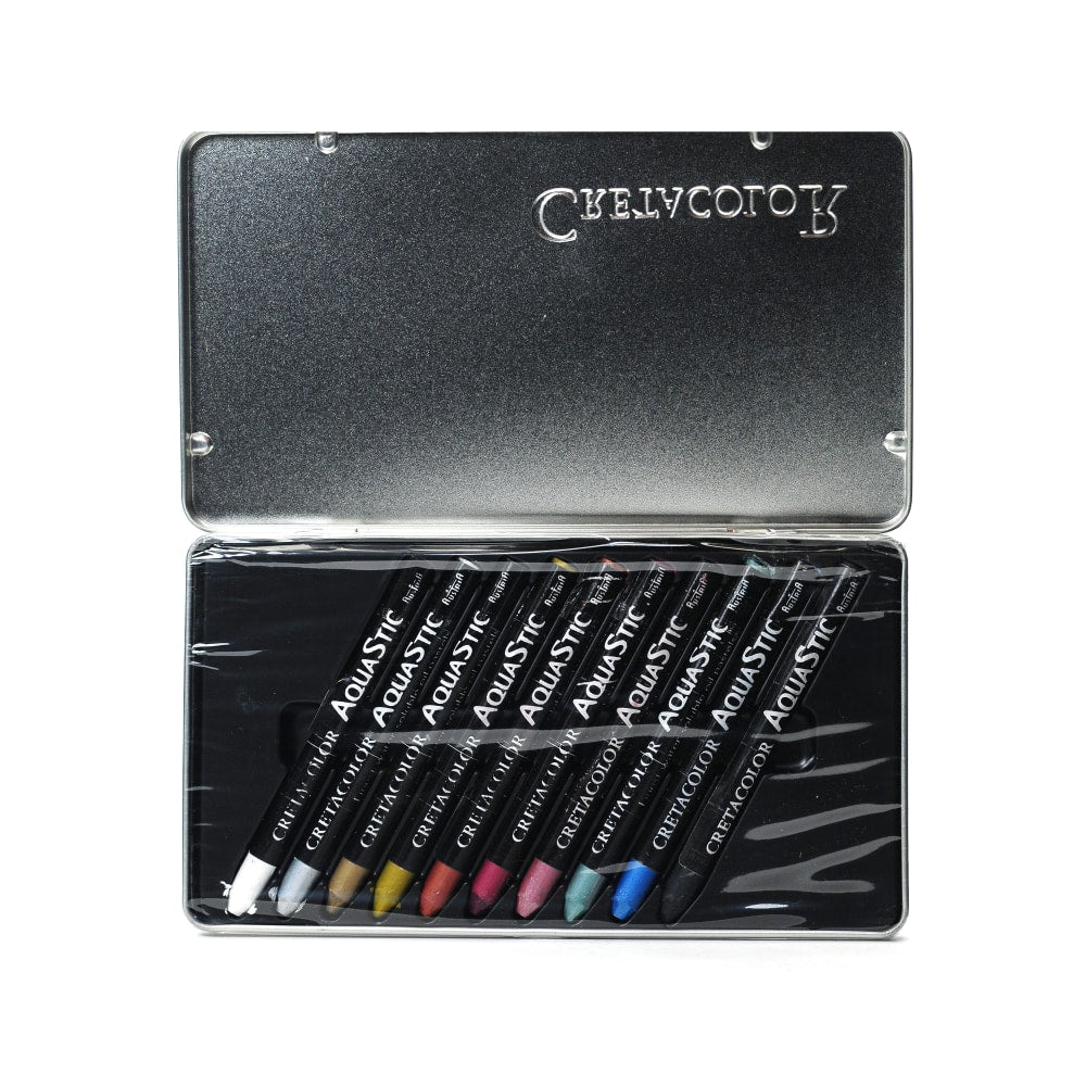 Cretacolor AquaStic Oil Pastel Set, Assorted Metallic, Set Of 10