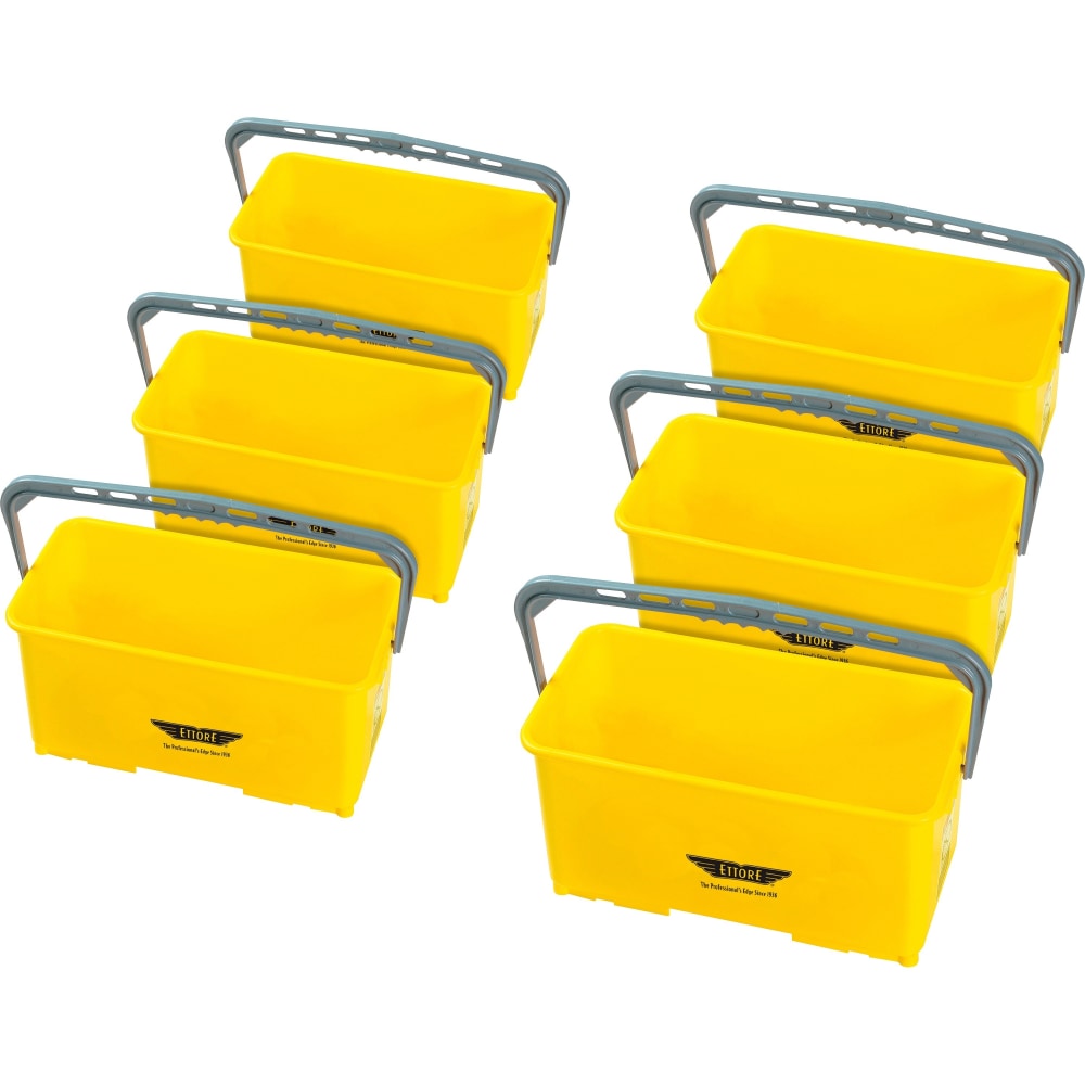 Ettore 6-gallon Super Bucket - 6 gal - Handle, Secure Grip - 10.5in x 21.8in x 11.8in - Yellow - 6 / Carton
