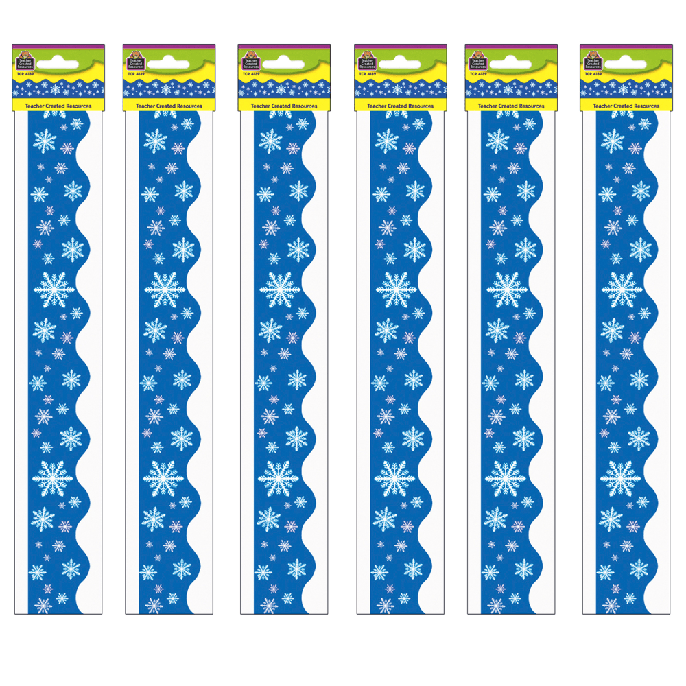 Teacher Created Resources Border Trim, Snowflakes, 35ft Per Pack, Set Of 6 Packs