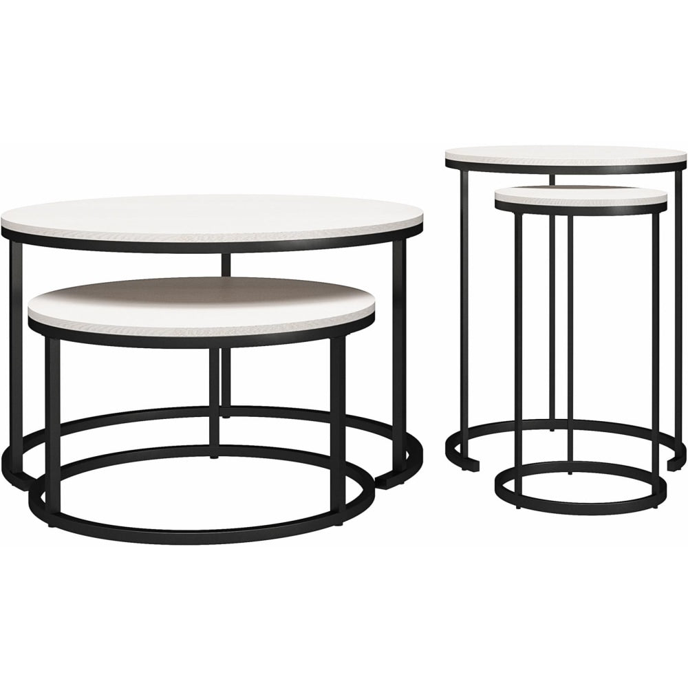 Ameriwood Home Clarine Nesting Coffee And End Table Bundle, Black/Ivory, Set Of 4 Tables