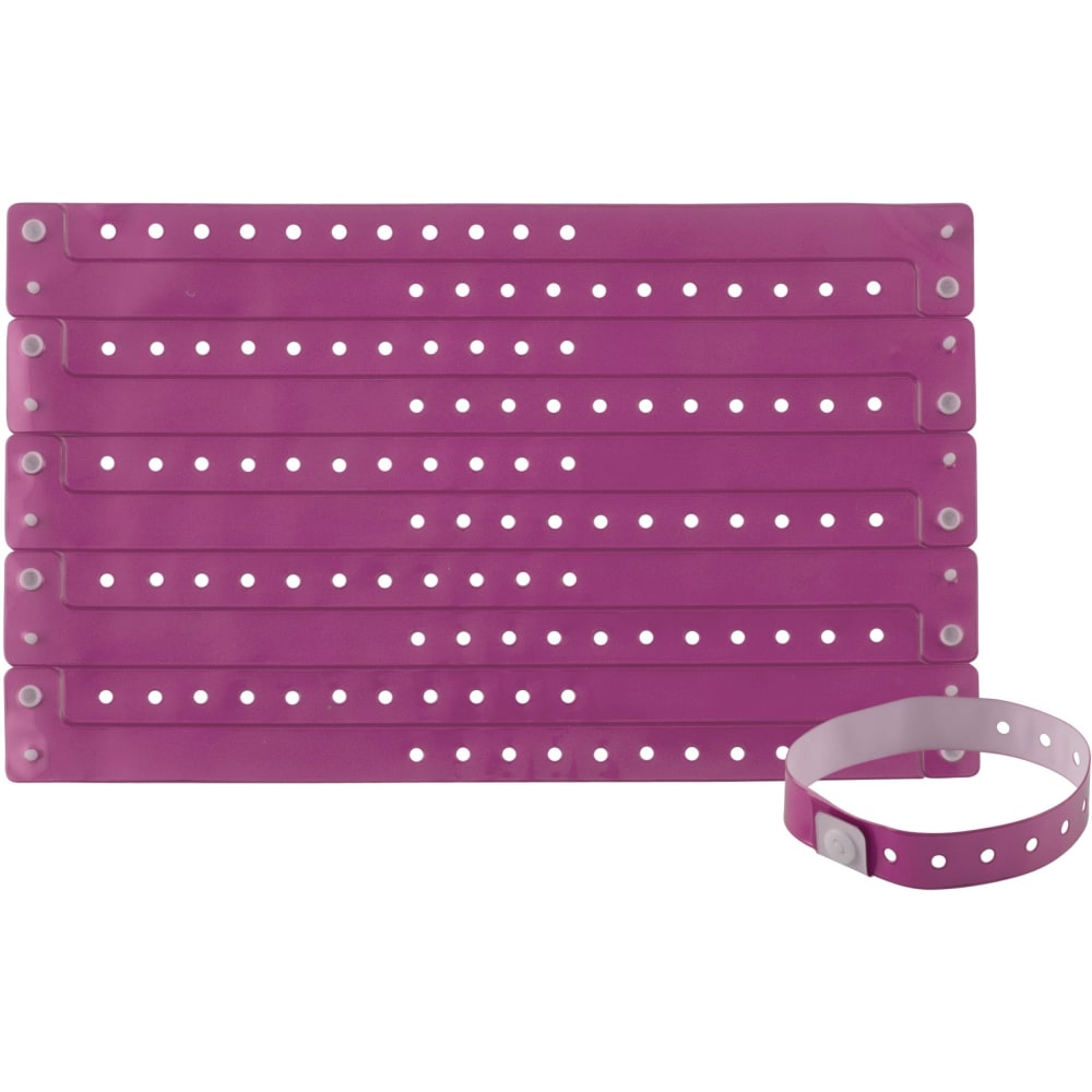 Advantus Colored Vinyl Wristbands - 100 / Pack - Yes - 0in Height x 0.6in Width x 9.8in Length - Purple - Vinyl