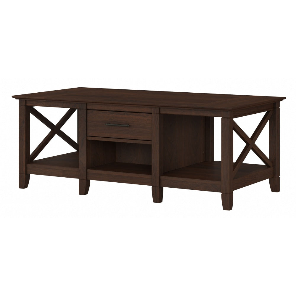 Bush Furniture Key West Coffee Table With Storage, 18inH x 47-1/5inW x 24inD, Bing Cherry, Standard Delivery