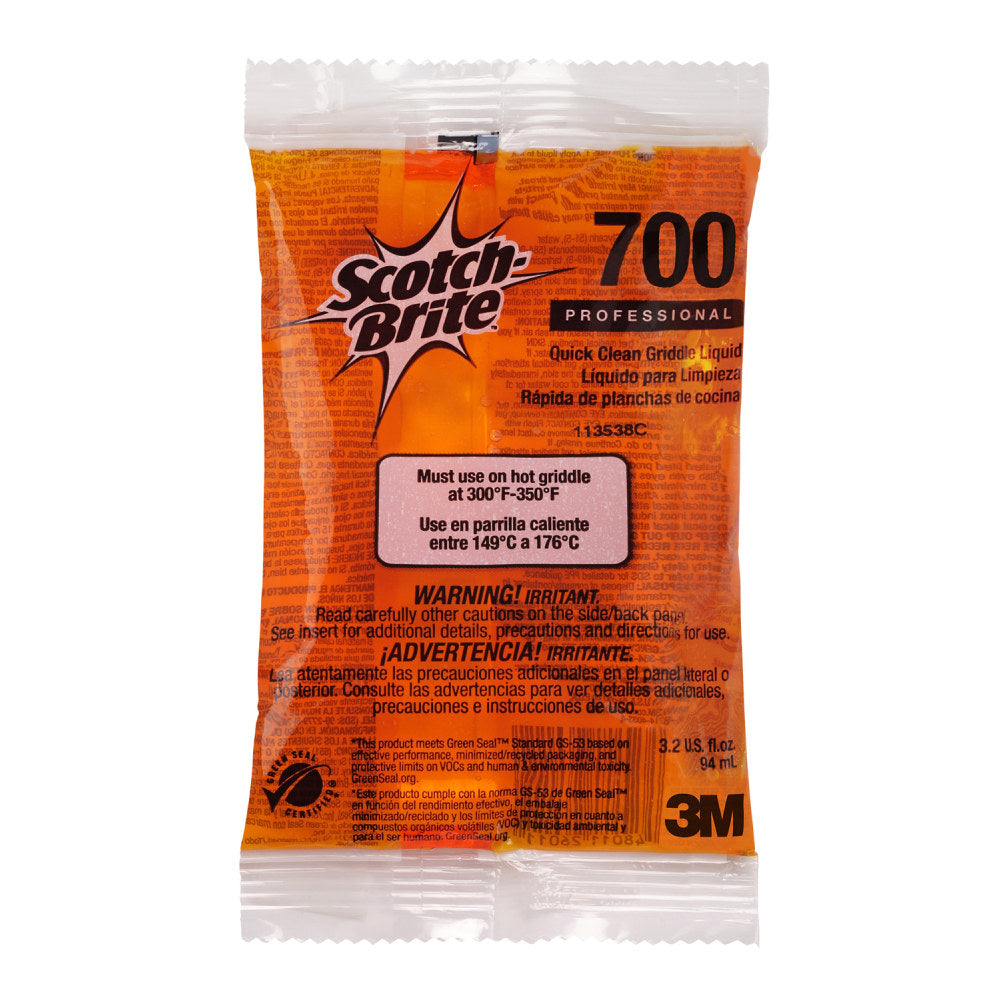 Scotch-Brite Quick Clean Griddle Liquid, 3.2 Oz Bottle, Case Of 40