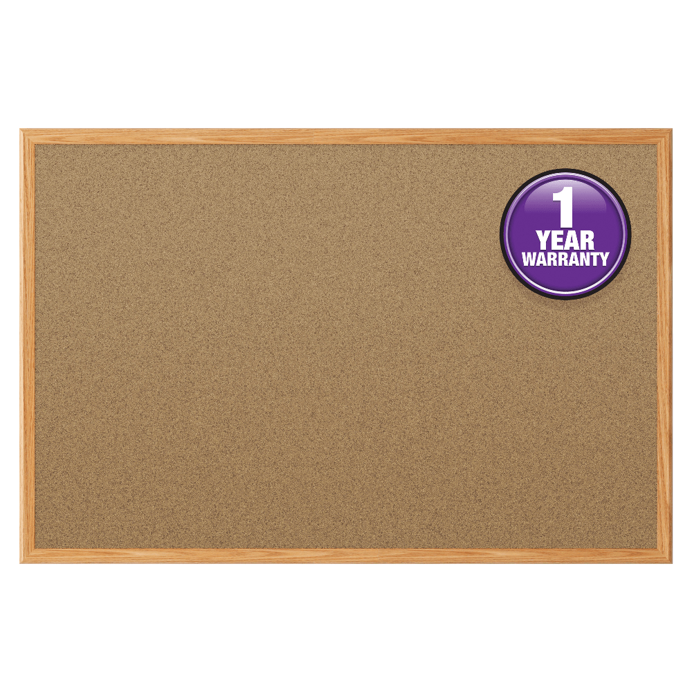 Quartet Economy Cork Bulletin Board, 24in x 36in, Wood Frame With Oak Finish