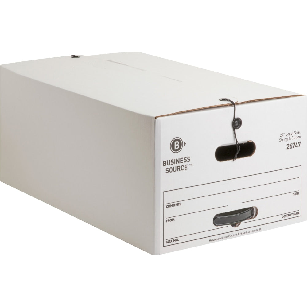 Business Source Medium-Duty Storage Boxes, Legal Size, 15in x 24in x 10in, White, Box Of 12