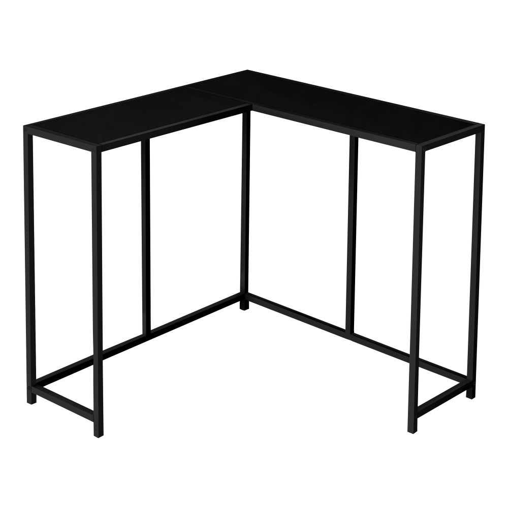 Monarch Specialties Jan L-Shaped Metal Console Table, 32inH x 36inW x 36inD, Black