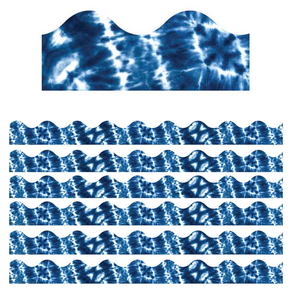 Eureka School Extra-Wide Deco Trim, Shibori Tie-Dye, 37' Per Pack, Set Of 6 Packs