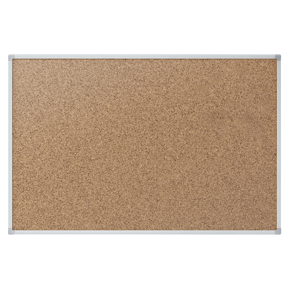 Quartet Economy Cork Bulletin Board, 36in x 24in, Aluminum Frame With Oak Finish