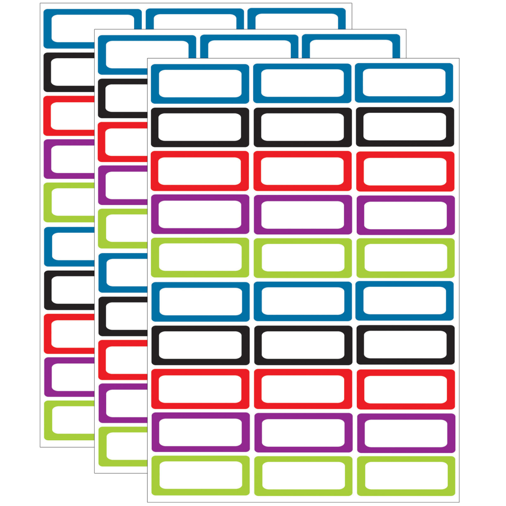 Ashley Productions Die-Cut Magnetic Foam Labels/Nameplates, 2-1/2in x 1in, Assorted Colors, 30 Labels Per Pack, Set Of 3 Packs