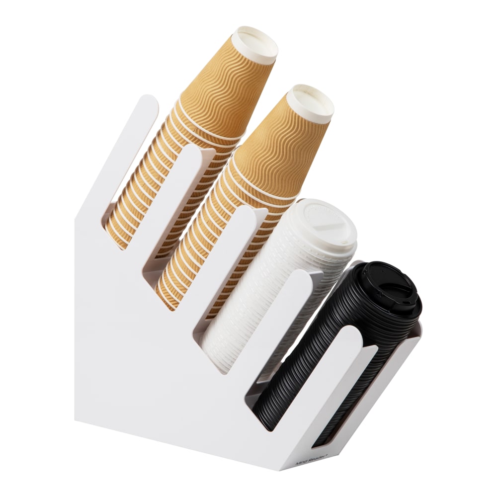 Mind Reader Cup and Lid Dispenser Countertop Organizer, 16in H x 4in W x 18in D, White