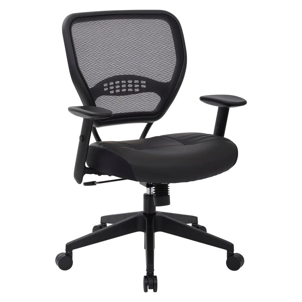 Office Star Space Seating Bonded Leather Mid-Back Chair, Black