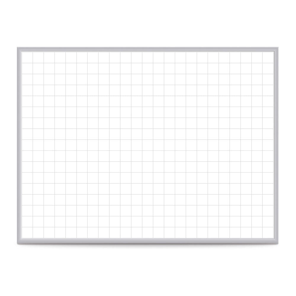 Ghent Grid Magnetic Dry-Erase Whiteboard, 24in x 36in, Aluminum Frame With Silver Finish