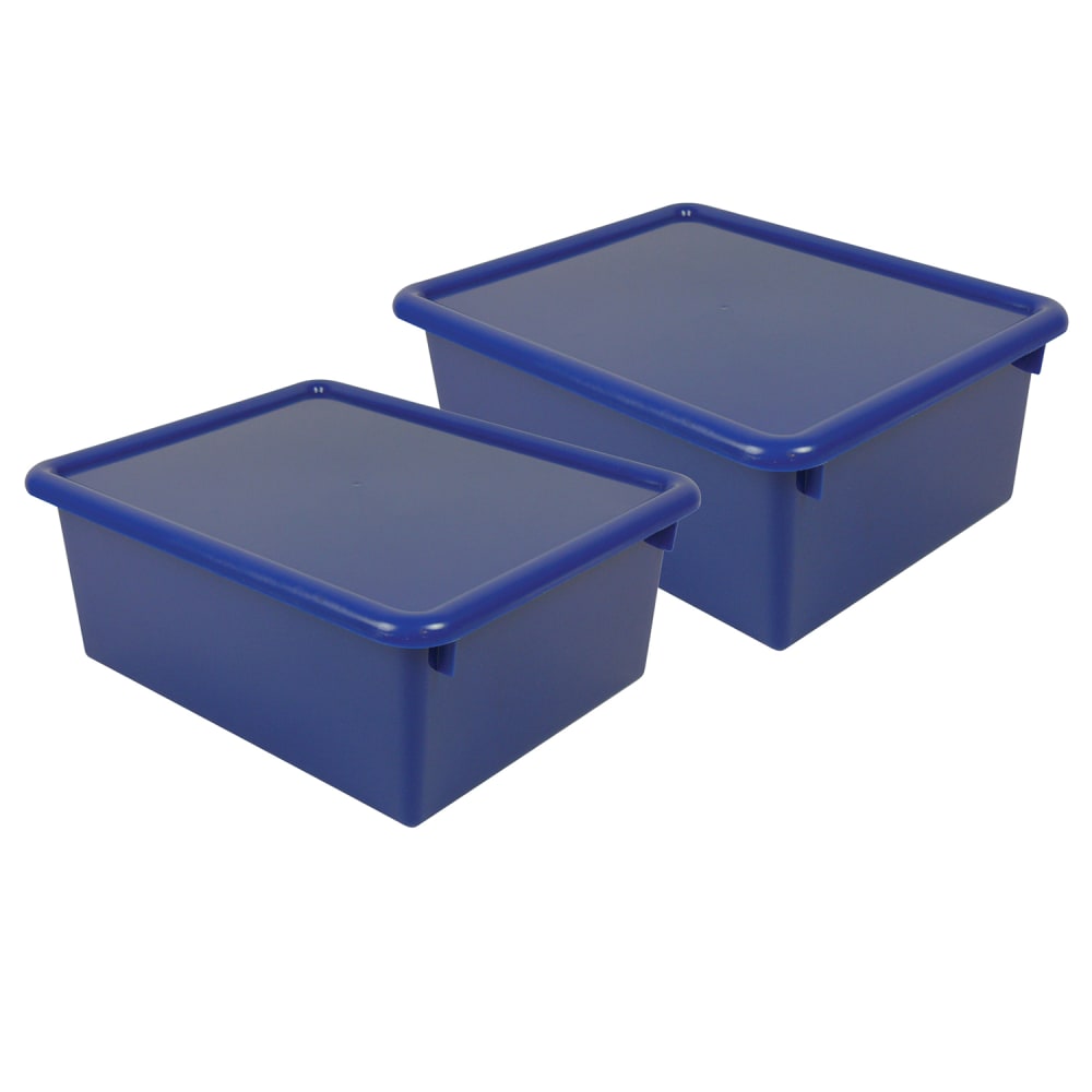 Romanoff Stowaway Letter Boxes With Lids, 5-1/4inH x 10-1/2inW x 13-1/4inD, Blue, Pack Of 2 Boxes