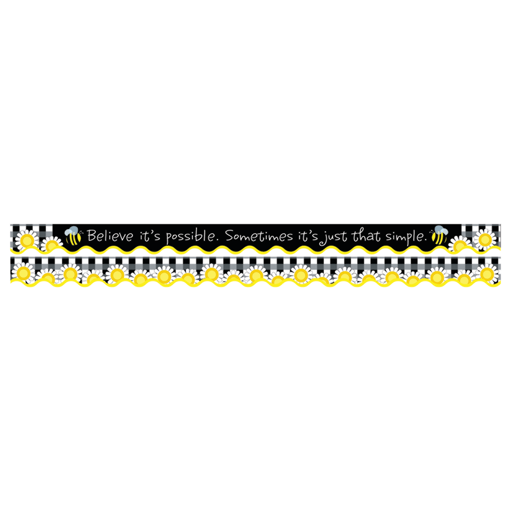 Barker Creek Scalloped-Edge Double-Sided Borders, 2 1/4in x 36in, Believe Its Possible (Buffalo Plaid Collection), Pack Of 13