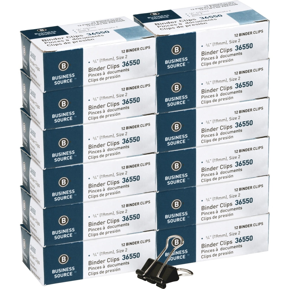 Business Source Fold-back Binder Clips - Small - 0.8in Width - 0.38in Size Capacity - for Paper - 144 / Box - Black