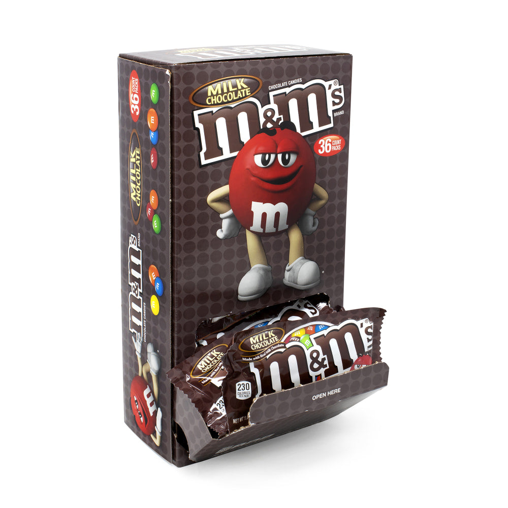 M&Ms Milk Chocolate Candies, 1.69 Oz, Pack Of 36 Bags