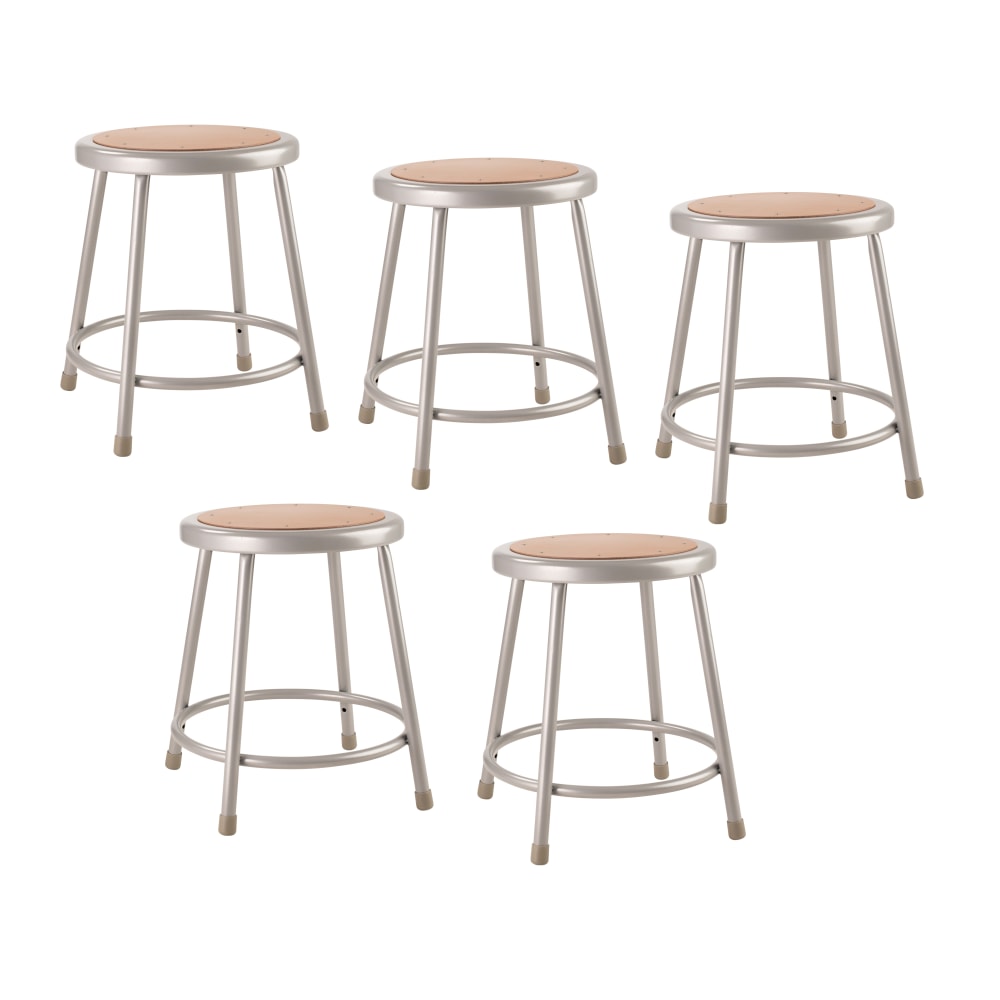 National Public Seating Hardboard Task Stool 18inH, Gray Seat/Gray Frame, Set of 5