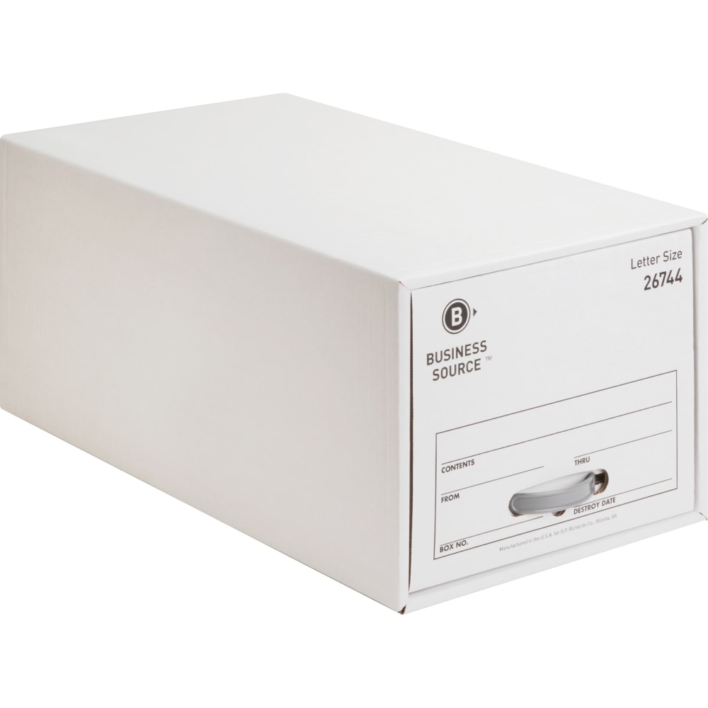 Business Source Stackable Storage File Drawer, Letter Size, 12 1/4in x 23 1/2in x 10 1/4in , White, 6 Box