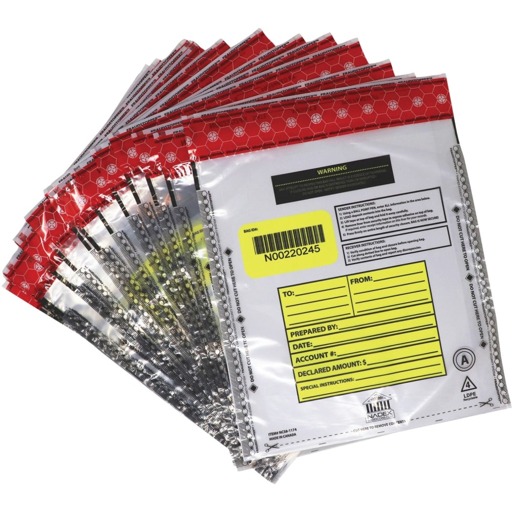 Nadex Coins Deposit Bags, 9x12, Clear, 100 Pack - 9in Width x 12in Length - Clear - Film - 100/Pack - Cash