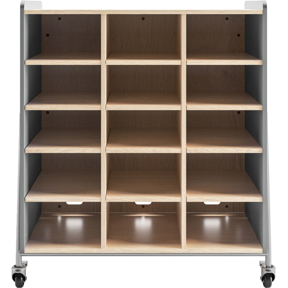 Safco Whiffle Triple-Column 15-Shelf Rolling Storage Cart, 48inH x 43-1/4inW x 19-3/4inD, Gray