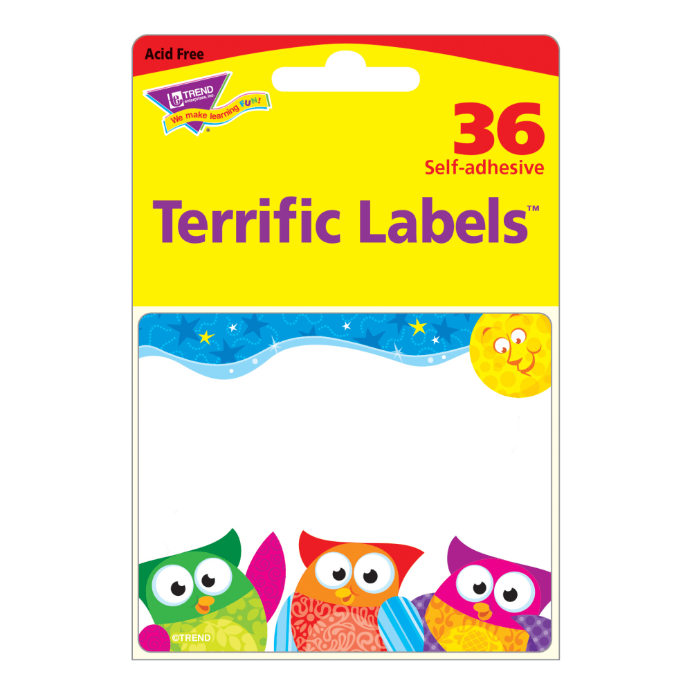 TREND Terrific Labels, 2-1/2in x 3in, Owl-Stars!, Pack Of 36