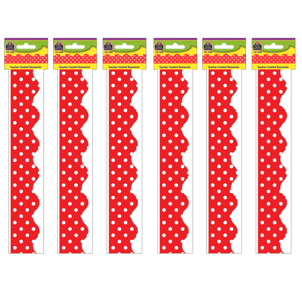 Teacher Created Resources Border Trim, Red, 35ft Per Pack, Set Of 6 Packs