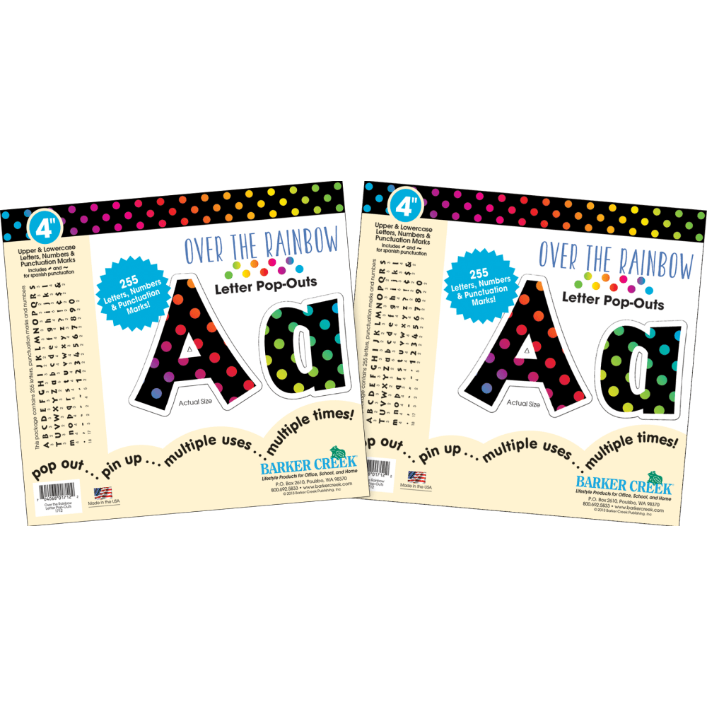 Barker Creek Letter Pop-Outs, 4in, Over The Rainbow, Pack Of 510